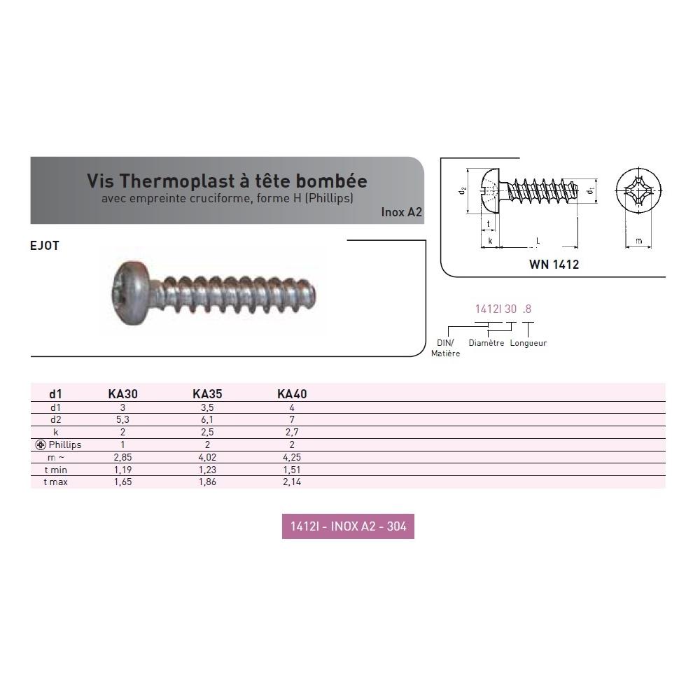 VIS THERMOPLAST TCB WN 1412 INOX A2 photo du produit Vue arrière L