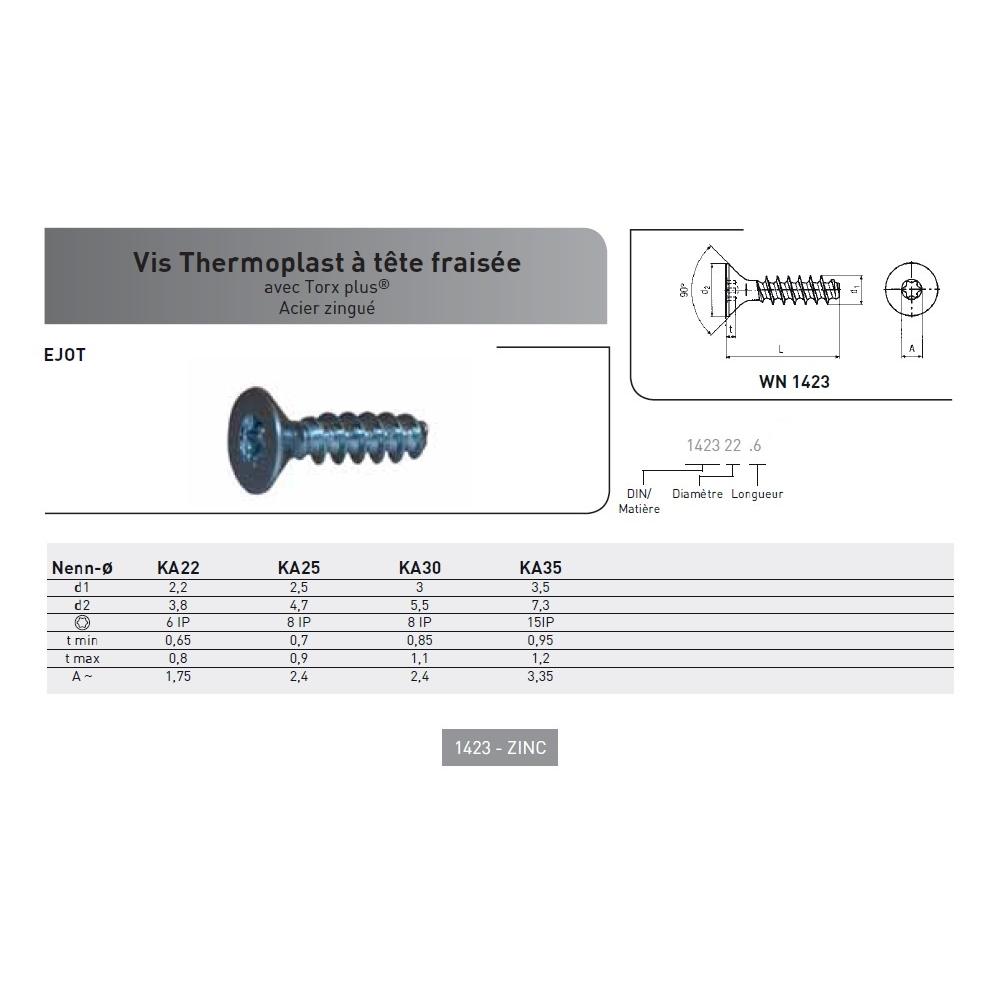 VIS PT® WN 1423 TF TORX PLUS ACIER ZINGUE photo du produit Vue arrière L