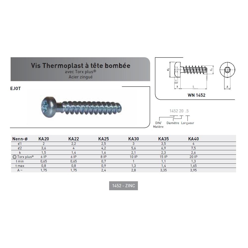 VIS PT® WN 1452 TCB TORX PLUS ACIER ZINGUE photo du produit Vue arrière L