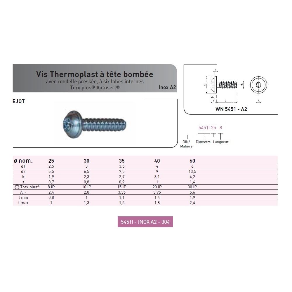 VIS DELTA PT® WN 5451 TCB RONDELLE TORX PLUS®/AUTOSERT® INOX A2 photo du produit Vue arrière L