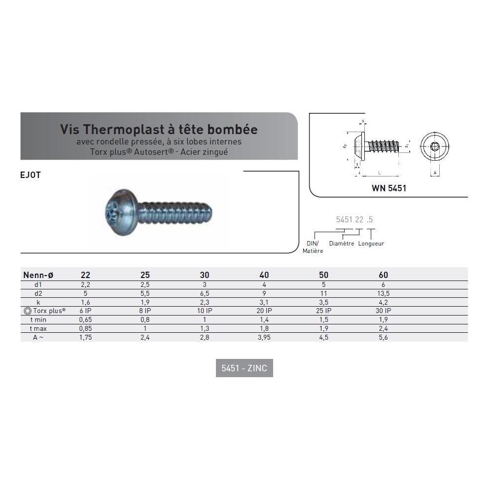VIS DELTA PT® WN 5451 TCB RONDELLE TORX PLUS®/AUTOSERT® photo du produit Vue arrière L