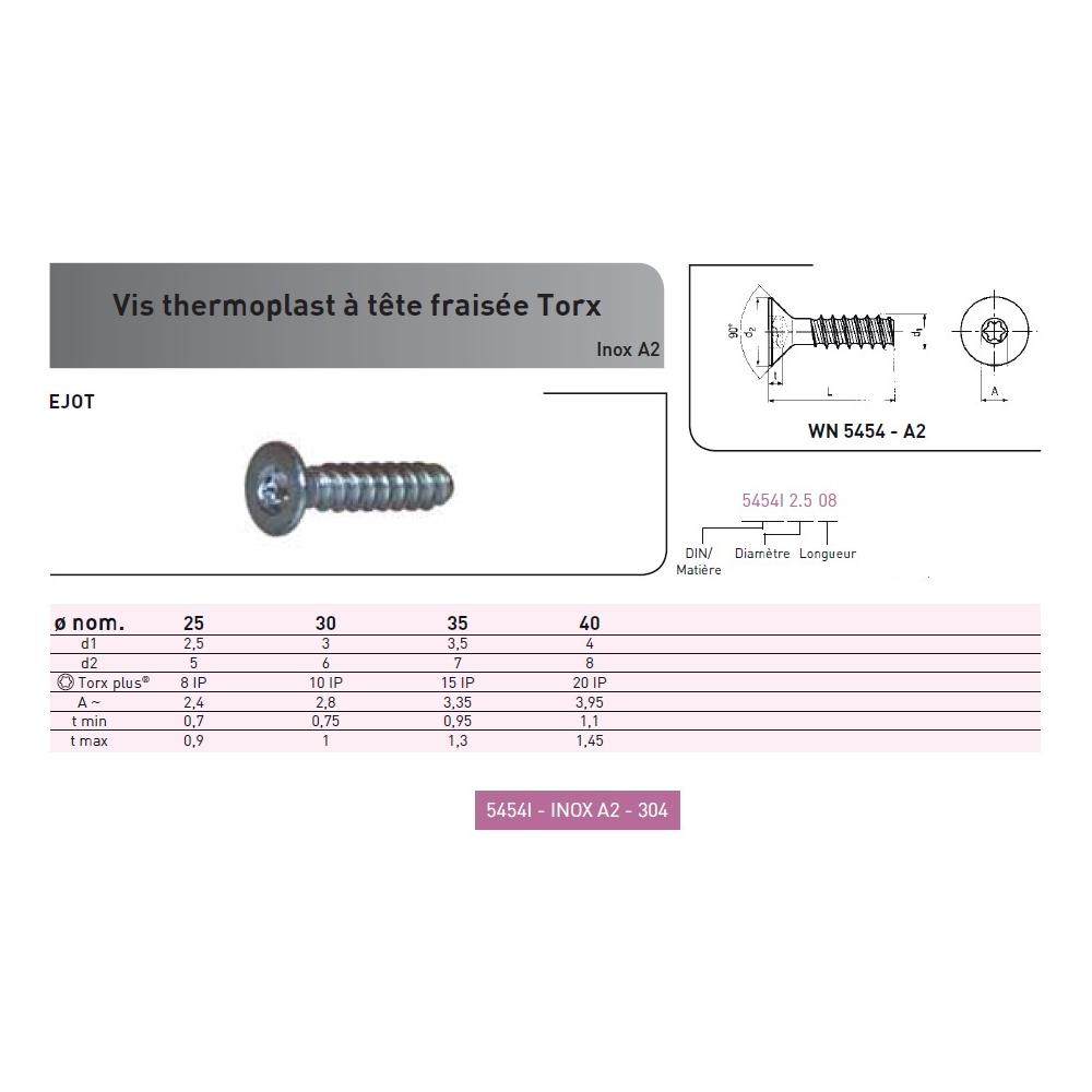 VIS DELTA PT® WN 5454 TF TORX PLUS®/AUTOSERT® INOX A2 photo du produit Vue arrière L