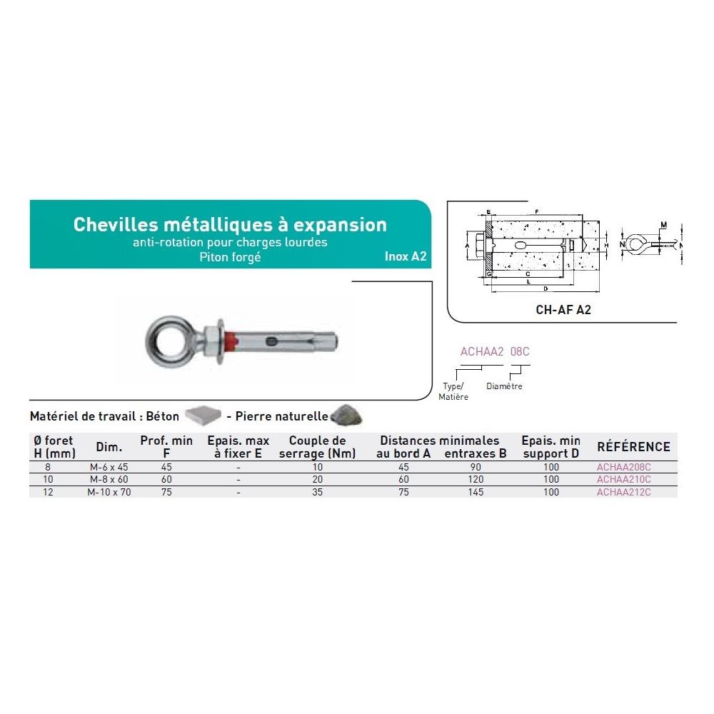 CHEV. MET EXPANSION PITON ANTI-ROTATION INOX A2 photo du produit Vue arrière L