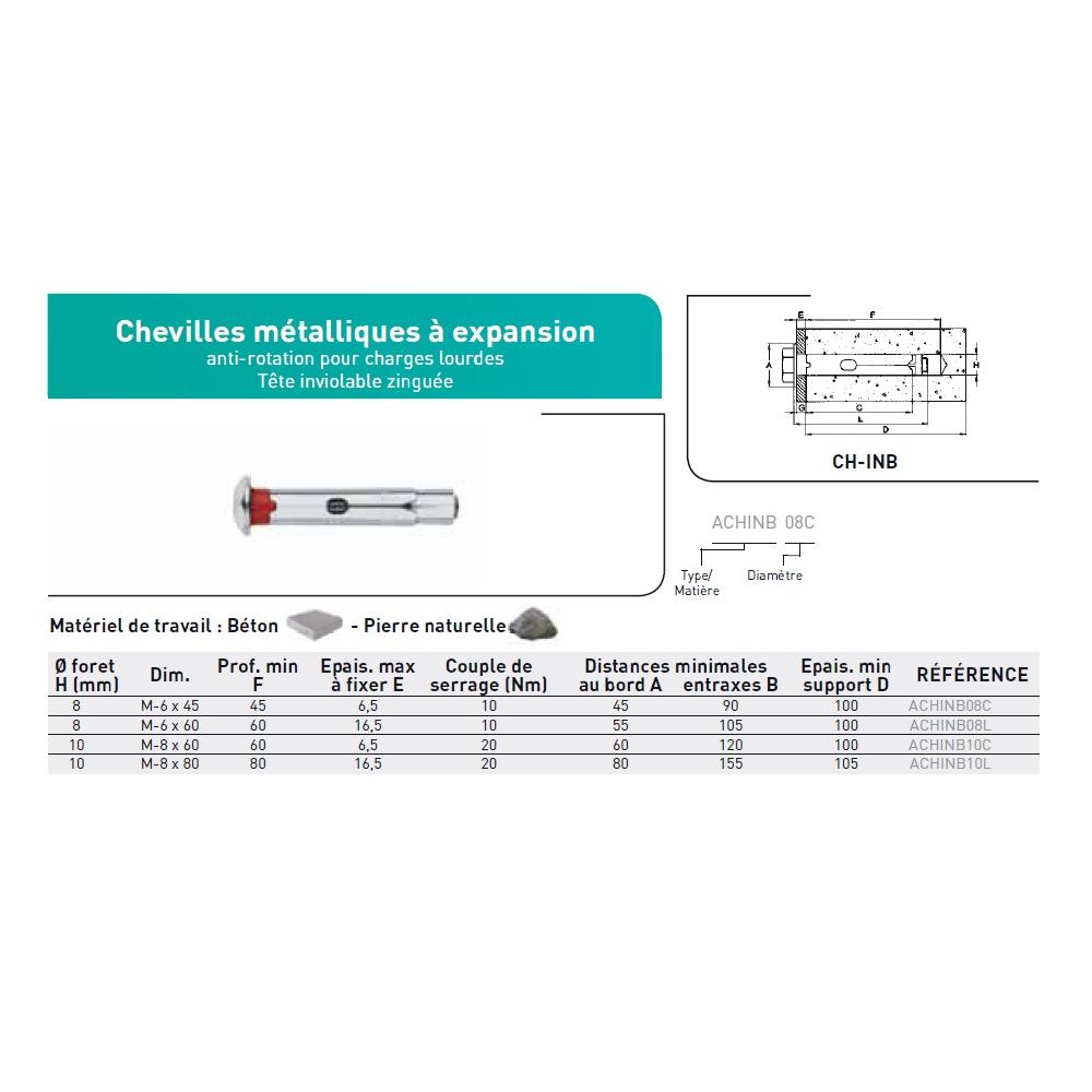 CHEV. MET EXPANSION INVIOLABLE ANTI-ROTATION ACIER ZINGUE photo du produit Vue arrière L