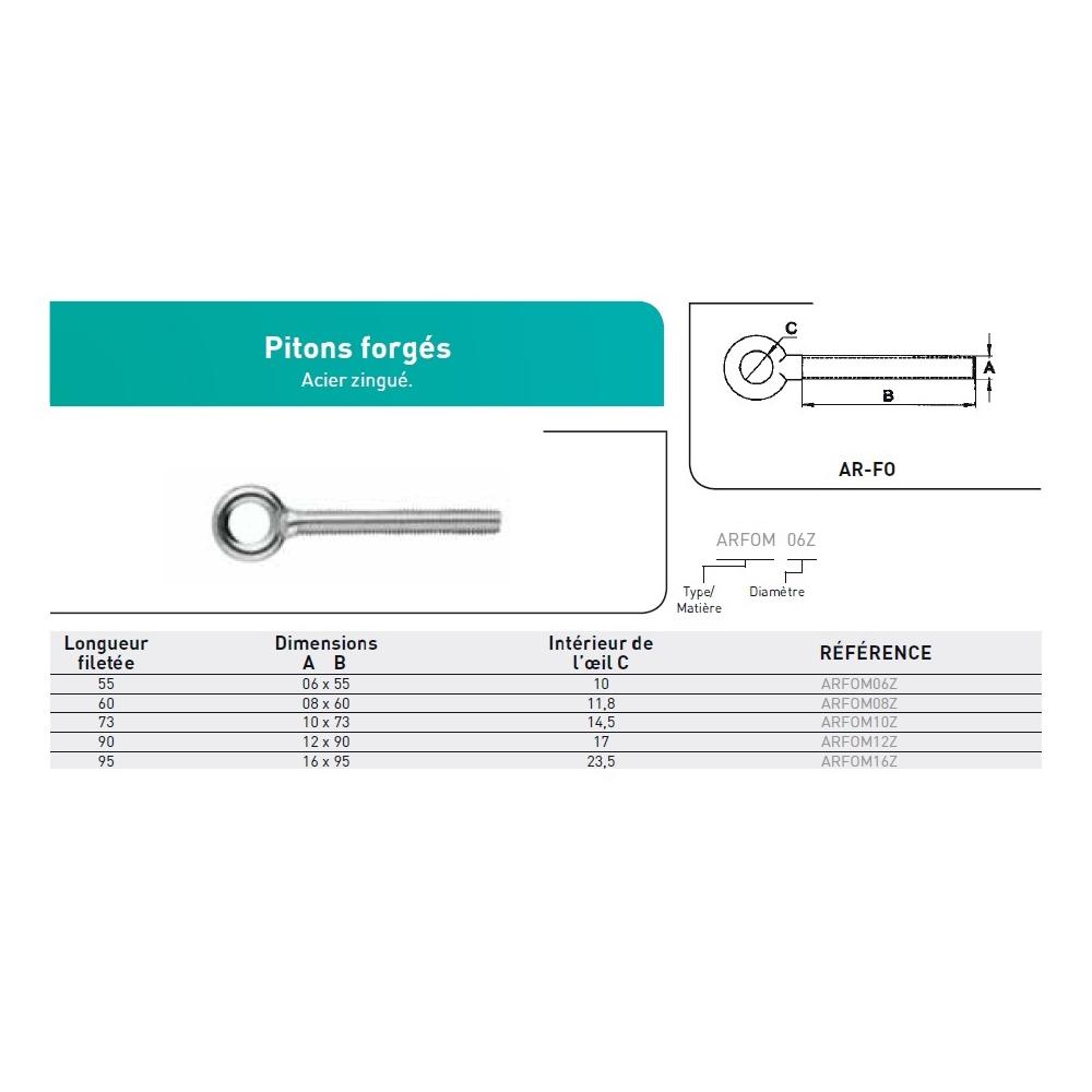 PITON FORGE ACIER ZINGUE photo du produit Vue arrière L