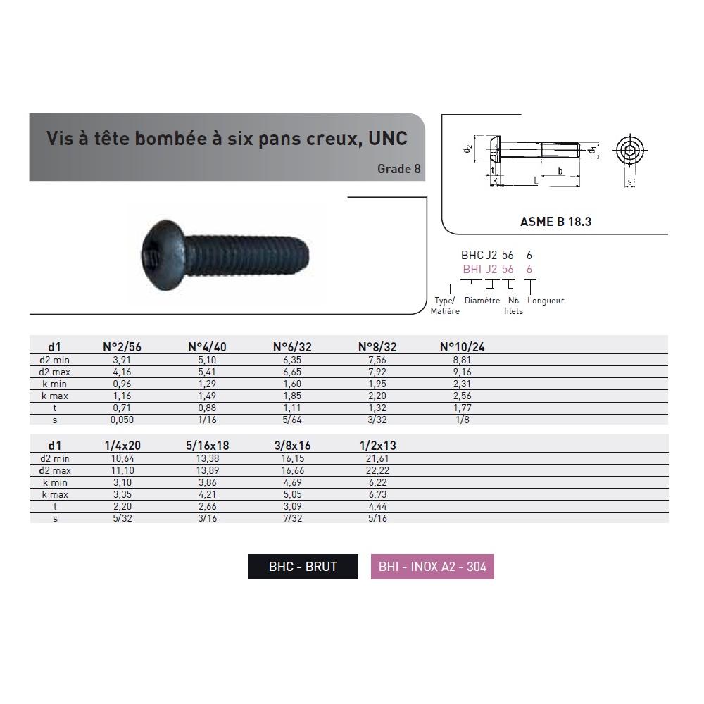 VIS BHC PAS UNC - INOX A2 photo du produit Vue arrière L