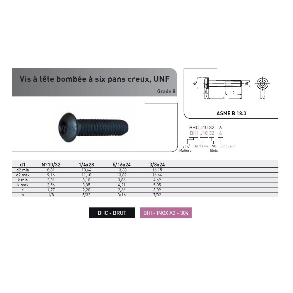 VIS BHC PAS UNF - 39-44 HRC BRUT photo du produit Vue arrière L
