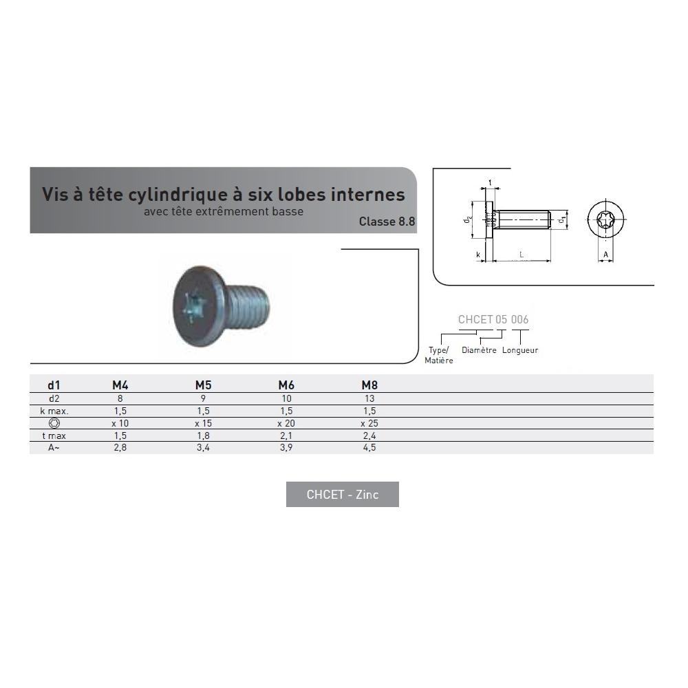 VIS TC EXTREMEMENT BASSE TORX ACIER ZINGUE CL 8.8 photo du produit Vue arrière L