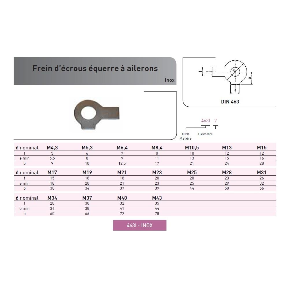 FREIN D'EQUERRE AILERONS DIN 463 INOX A2 photo du produit Vue arrière L