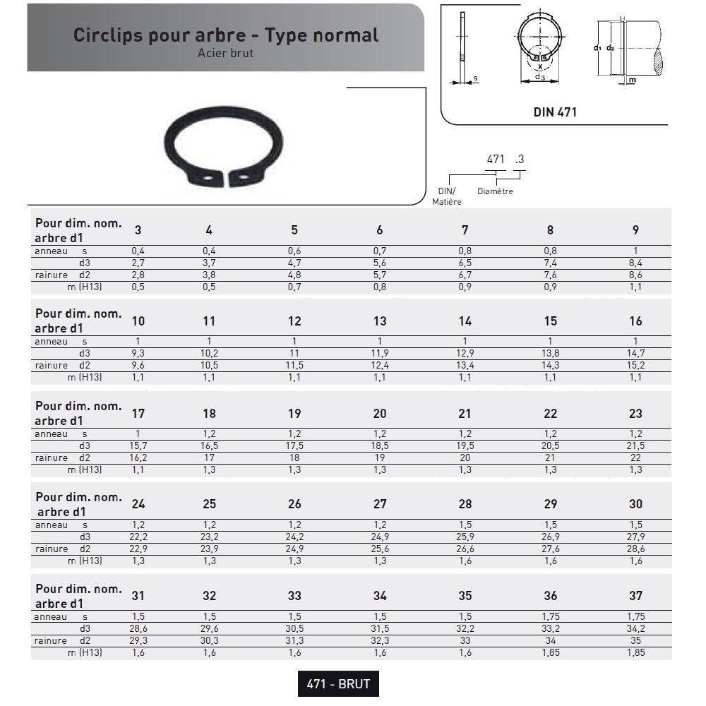 CIRCLIPS POUR ARBRE DIN 471 ACIER BRUT photo du produit Vue arrière L