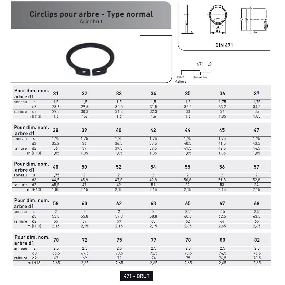 CIRCLIPS POUR ARBRE DIN 471 ACIER BRUT photo du produit Vue de côté L