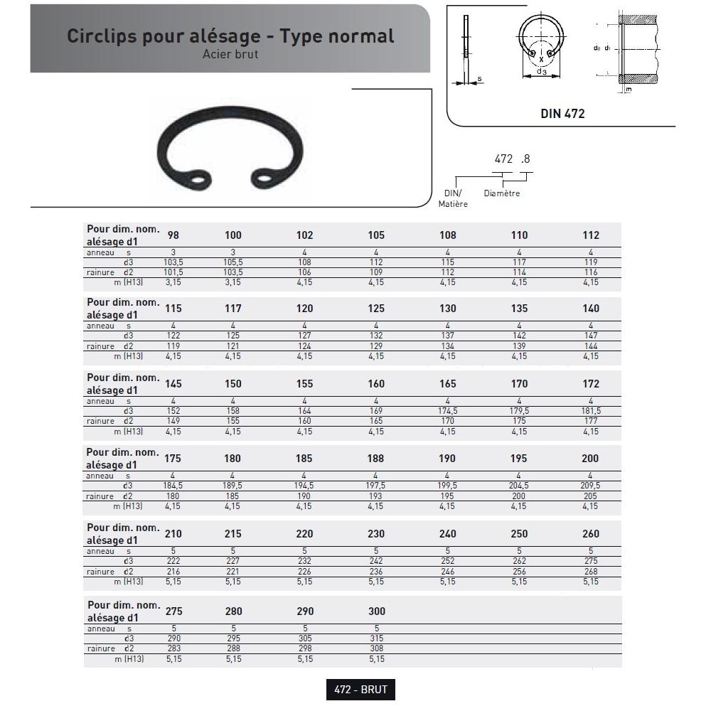 CIRCLIPS POUR ALESAGE DIN 472 BRUT photo du produit Default L