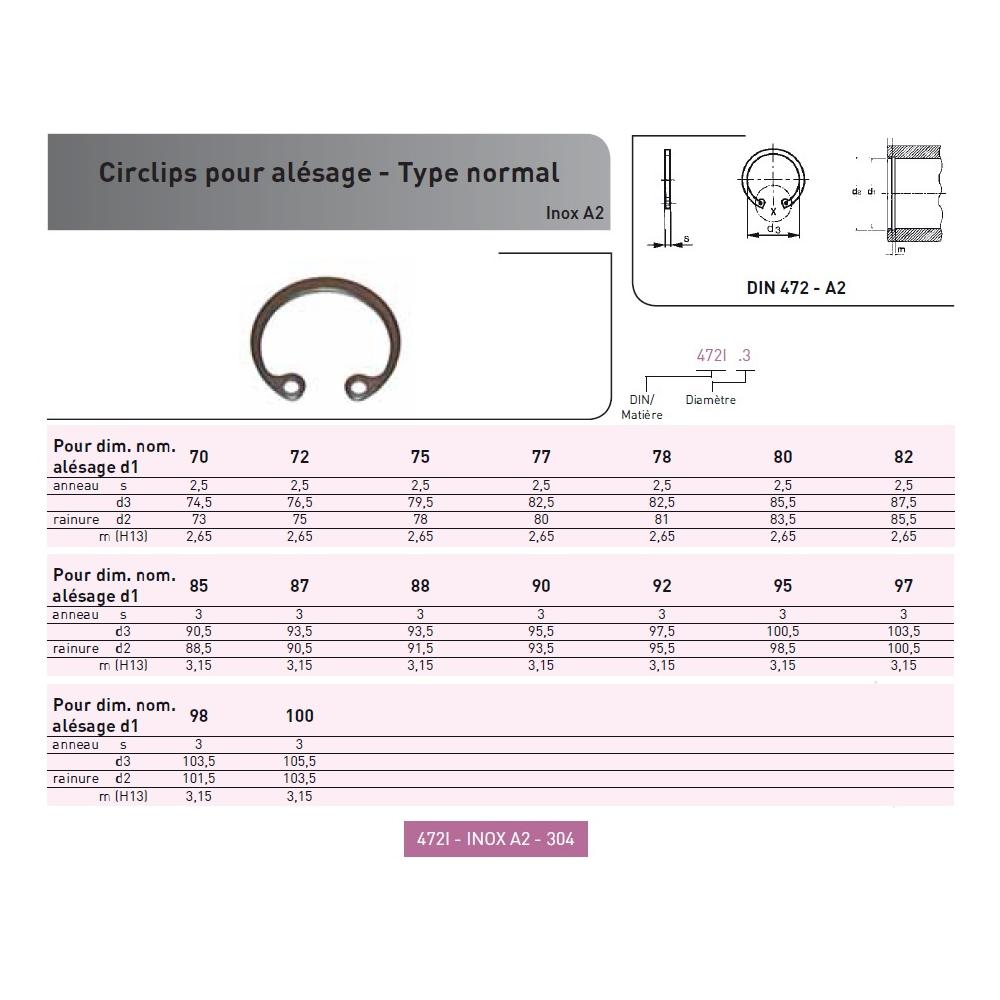 CIRCLIPS POUR ALESAGE DIN 472 INOX photo du produit Default L