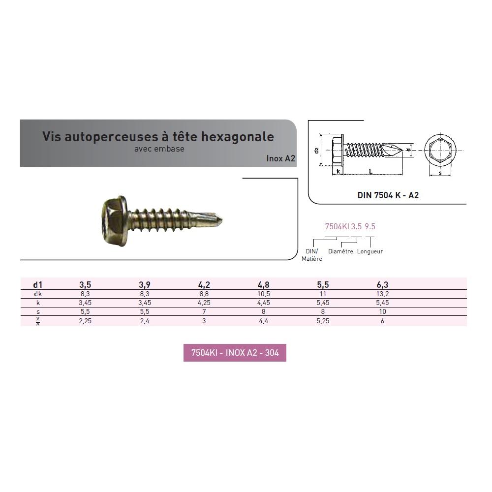VIS AUTOPERCEUSE TH DIN 7504K INOX A2 photo du produit Vue arrière L