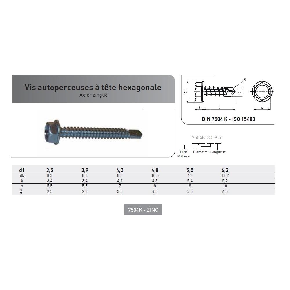 VIS AUTOPERCEUSE TH DIN 7504K ACIER ZINGUE photo du produit Vue arrière L