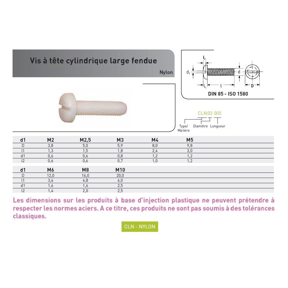 VIS METAUX TCL FENDUE DIN 85 NYLON photo du produit Vue arrière L