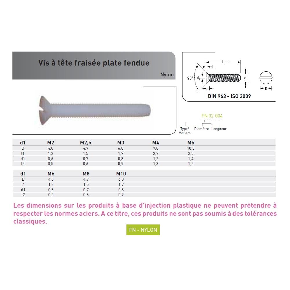 VIS METAUX TF FENDUE DIN 963 NYLON photo du produit Vue arrière L