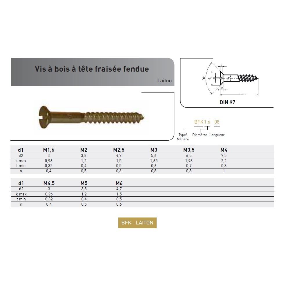 VIS BOIS TF DIN 97 LAITON photo du produit Vue arrière L