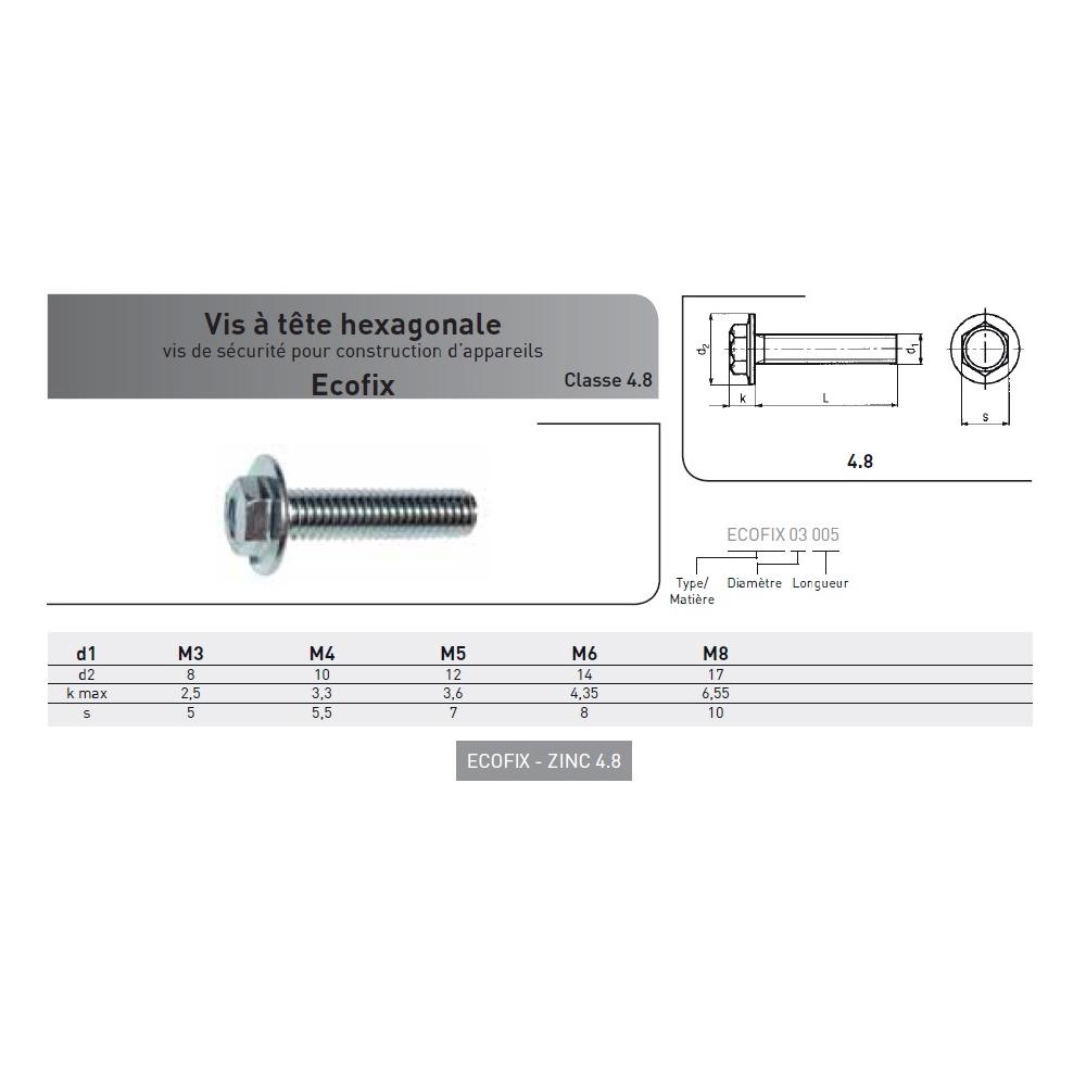 VIS ECOFIX TH A EMBASE M5X25 CL.4.8 ZING photo du produit Vue arrière L
