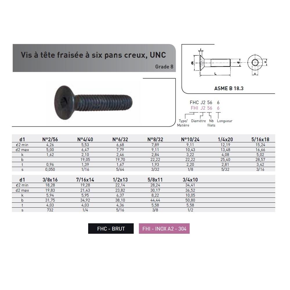 VIS FHC PAS UNC - INOX A2 photo du produit Vue arrière L