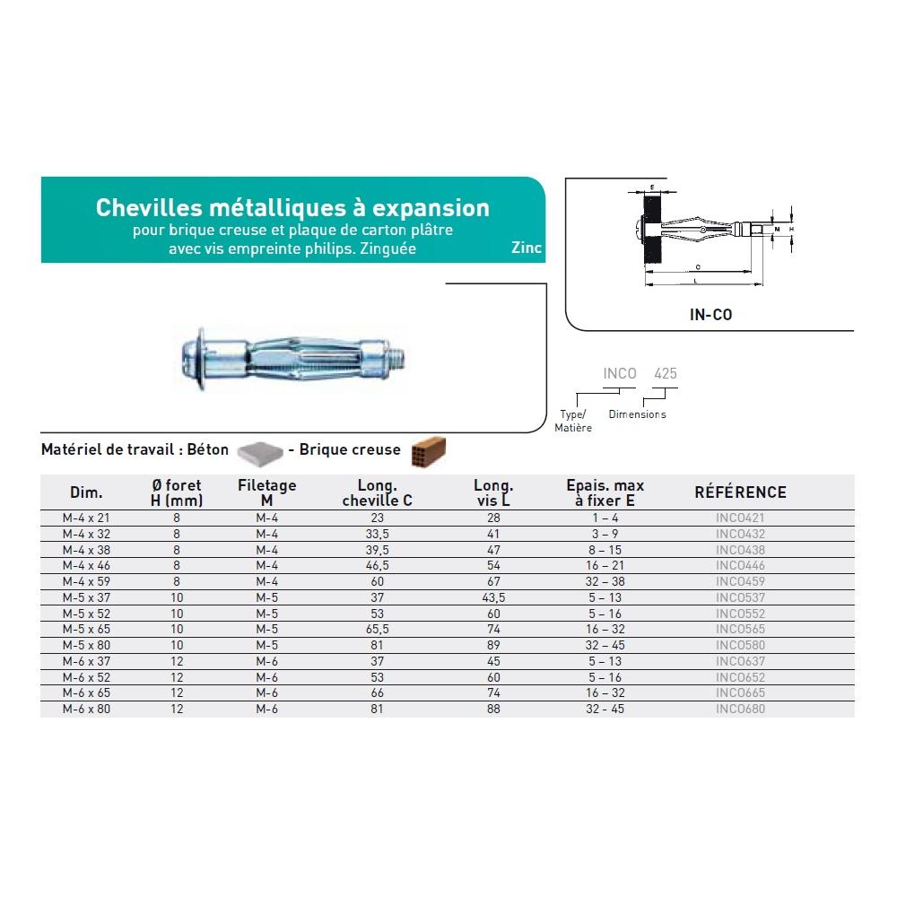 CHEV. MET A EXPANSION ''MOLLY'' AVEC VIS ACIER ZINGUE photo du produit Vue arrière L