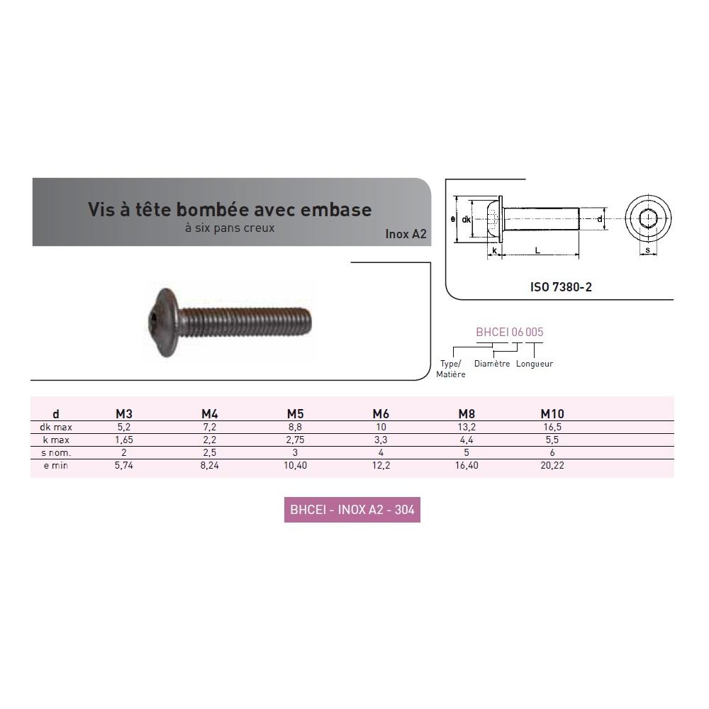 VIS BHC A EMBASE ISO 7380-2 M3X20 INOX A2 photo du produit Vue arrière L