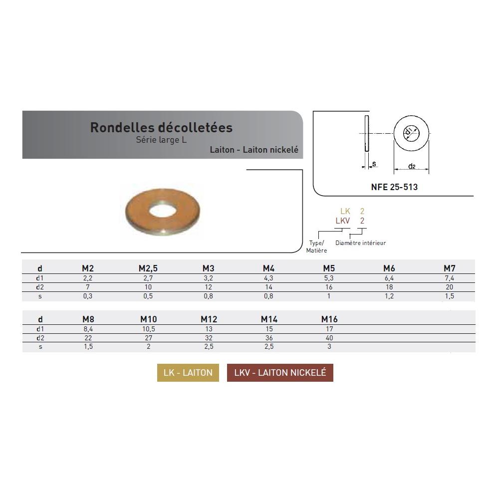 RONDELLE DECOLLETEE SERIE L NFE 25513 LAITON photo du produit Vue arrière L