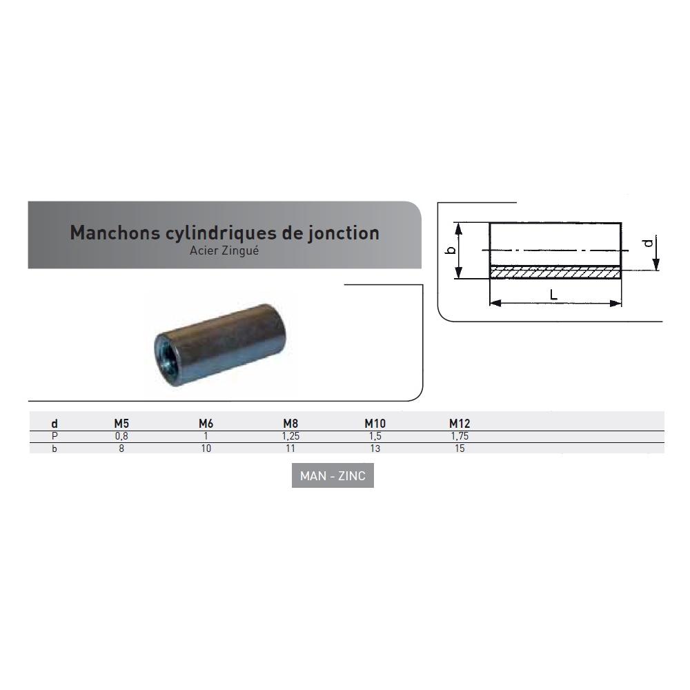 MANCHON CYLINDRIQUE ACIER ZINGUE photo du produit Vue arrière L
