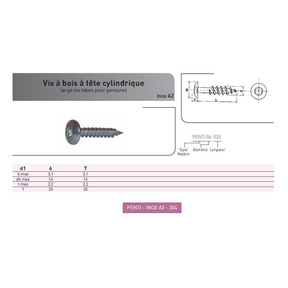 VIS DE PENTURE VBA TRL TORX INOX A2 photo du produit Vue arrière L