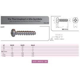 VIS THERMOPLAST TCB WN 1412 INOX A2 photo du produit Vue arrière M