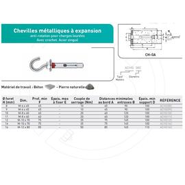 CHEV. MET A EXPANSION CROCHET ANTI-ROTATION ACIER ZINGUE photo du produit Vue arrière M