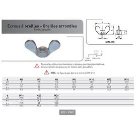 ECROU OREILLE DIN 315 ACIER ZINGUE photo du produit Vue arrière M