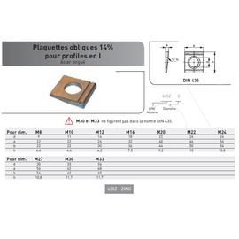 CALES BIAISES DIN 435 14% ACIER ZINGUE photo du produit Vue arrière M