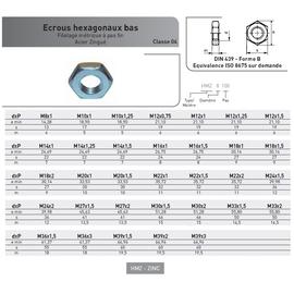ECROU BAS HM DIN 439 ACIER ZINGUE CL.4 - PAS FIN photo du produit Vue arrière M