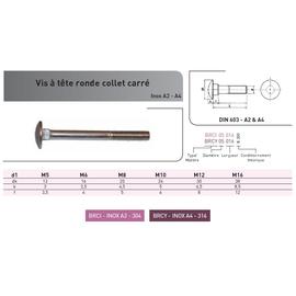 VIS TRCC DIN 603 M8X20 INOX A4 photo du produit Vue arrière M