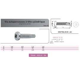 VIS AUTOPERCEUSE TCB EMPREINTE CARRE INOX A2 photo du produit Vue arrière M