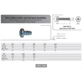 VIS TOLE TC POZI SANS POINTE DIN 7981F ACIER ZINGUE photo du produit Vue arrière M