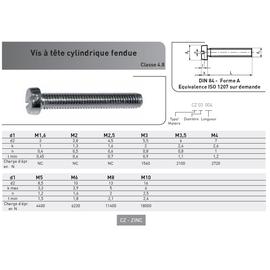 VIS METAUX TC FENDUE DIN 84 ACIER ZINGUE CL 4.8 photo du produit Vue arrière M