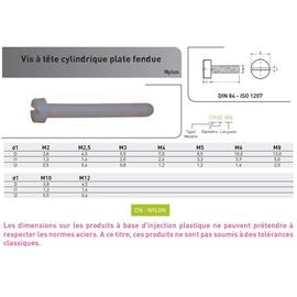 VIS METAUX TC FENDUE DIN 84 NYLON photo du produit Vue arrière M
