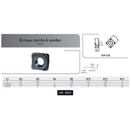ECROU CARRE A SOUDER M4 ACIER photo du produit Vue arrière M