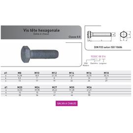 VIS TH DIN 933 M16X80 8.8 GALVA A CHAUD photo du produit Vue arrière M