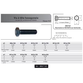 VIS TH FILETAGE TOTAL PAS FIN DIN 961 ACIER BRUT CL 10.9 photo du produit Vue arrière M