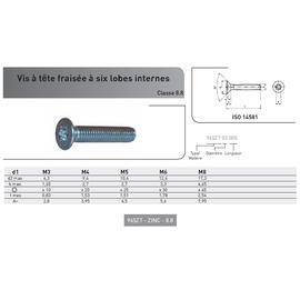 VIS METAUX TF TORX DIN 965 ACIER ZINGUE CL8.8 photo du produit Vue arrière M