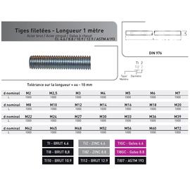 TIGE FILETEE DIN 975 ACIER BRUT CL 10.9 - LG 1M photo du produit Vue arrière M