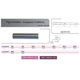 TIGE FILETEE DIN 975 INOX A2 - LG 2M photo du produit Vue arrière M