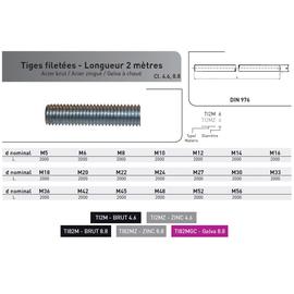 TIGE FILETEE DIN 975 ADX BRUT CL 4.6 - LG 2M photo du produit Vue arrière M