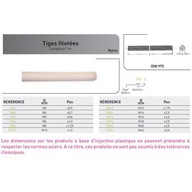 TIGE FILETEE DIN 975 NYLON - LG 1M photo du produit Vue arrière M