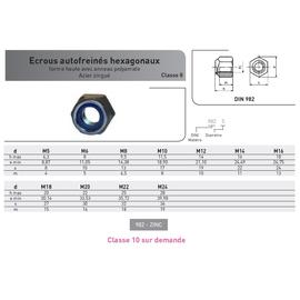 ECROU NYLSTOP HAUT DIN 982 ACIER ZINGUE photo du produit Vue arrière M