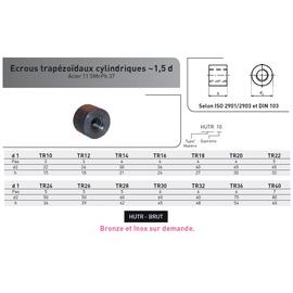 ECROUS ROND TRAPEZOIDAUX DIN 103 photo du produit Vue arrière M