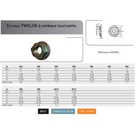 ECROU TWOLOK CS ACIER ZINGUE JAUNE photo du produit Vue arrière M